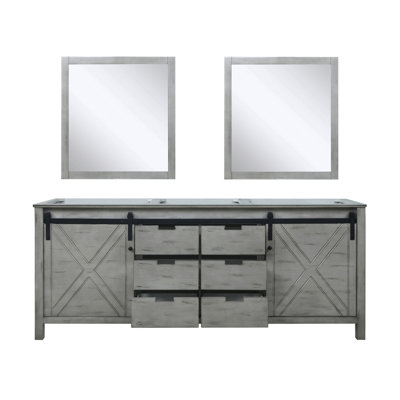 Ash Grey Double Bath Vanity 80 in. W x 22 in. D, and 30 in. Mirrors