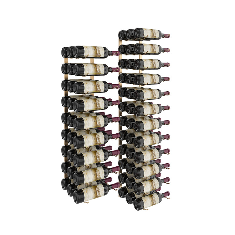 Ensemble de porte-bouteilles mural en métal doré 63 bouteilles Indurial - luxe 84 po de hauteur |, Bronze doré luxueux
