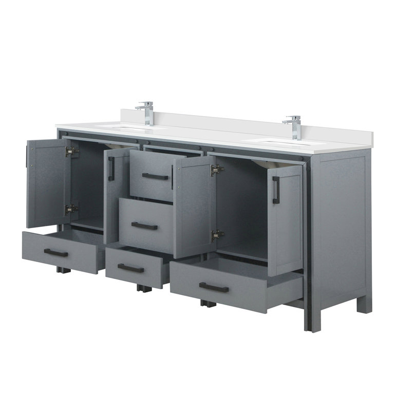 Ensemble de meuble-lavabo double avec plateau en marbre de culture et robinet
