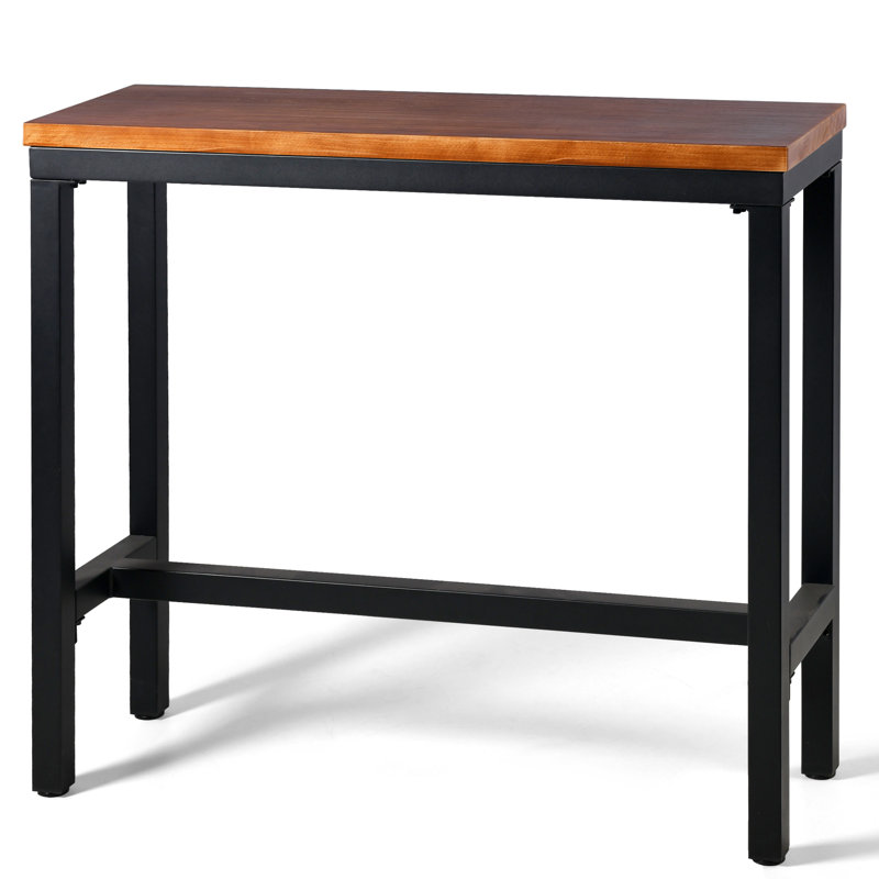 Sumar Pine Unfinished Solid Wood Top Metal Base Dining Table, Brown