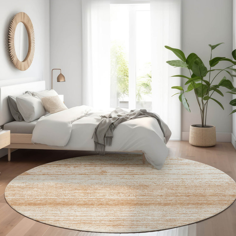 Premium Machine Washable Prisco Copper Rug, Round 8'