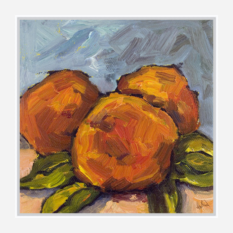 Peaches By John Beard - Framed Gallery Wrapped Canvas Print, White Floater Framed, 26" H x 26" W x 2" D