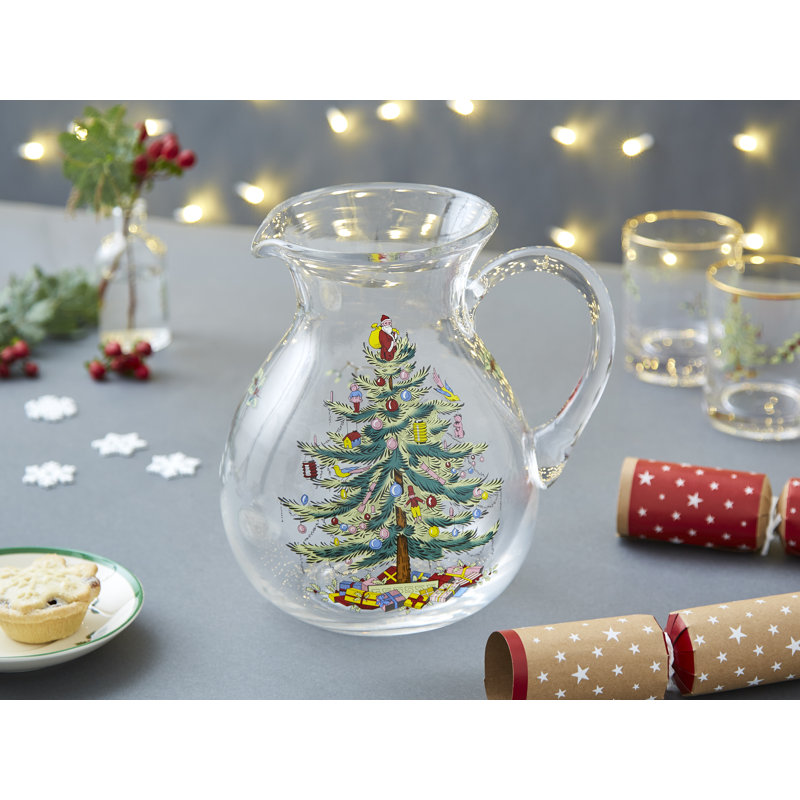Spode Christmas Tree Glass Pitcher 6 Pt/9"