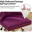 Chaise de bureau moderne en velours capitonné avec piètement en métal doré, chaise de bureau pivotante et réglable (violette)-200964204