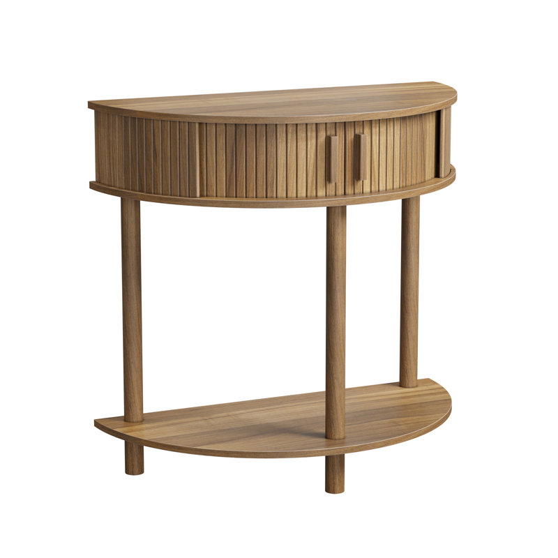 31.5-Inch Grooved Half-Moon Console Table