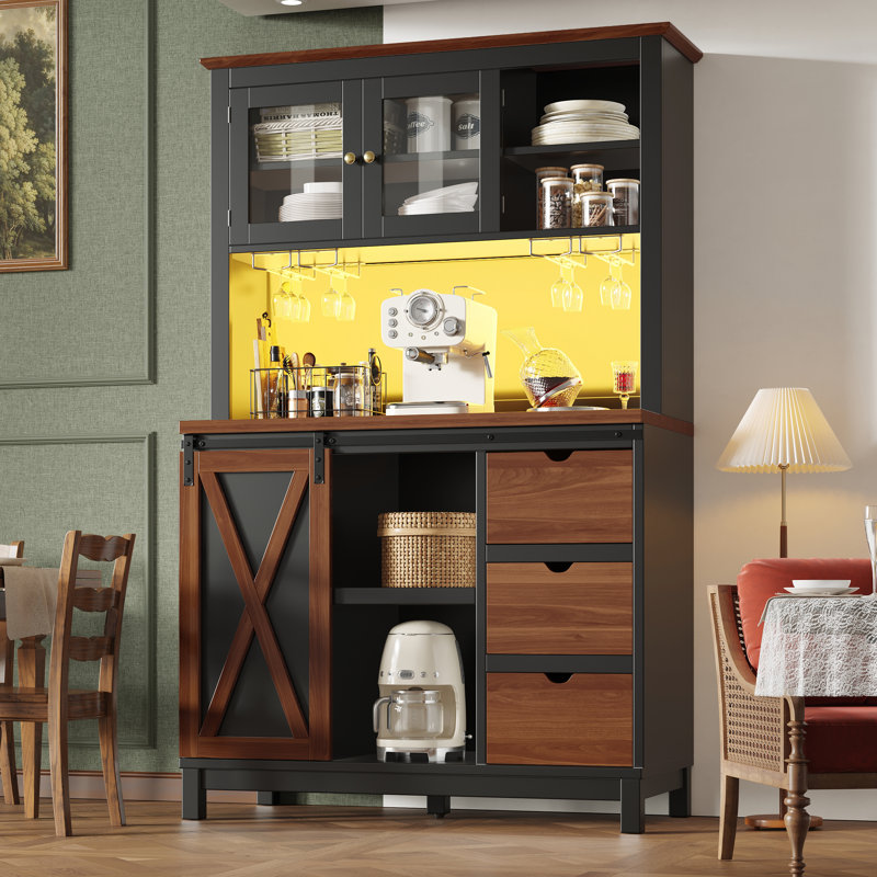180cm Kitchen Pantry, Black