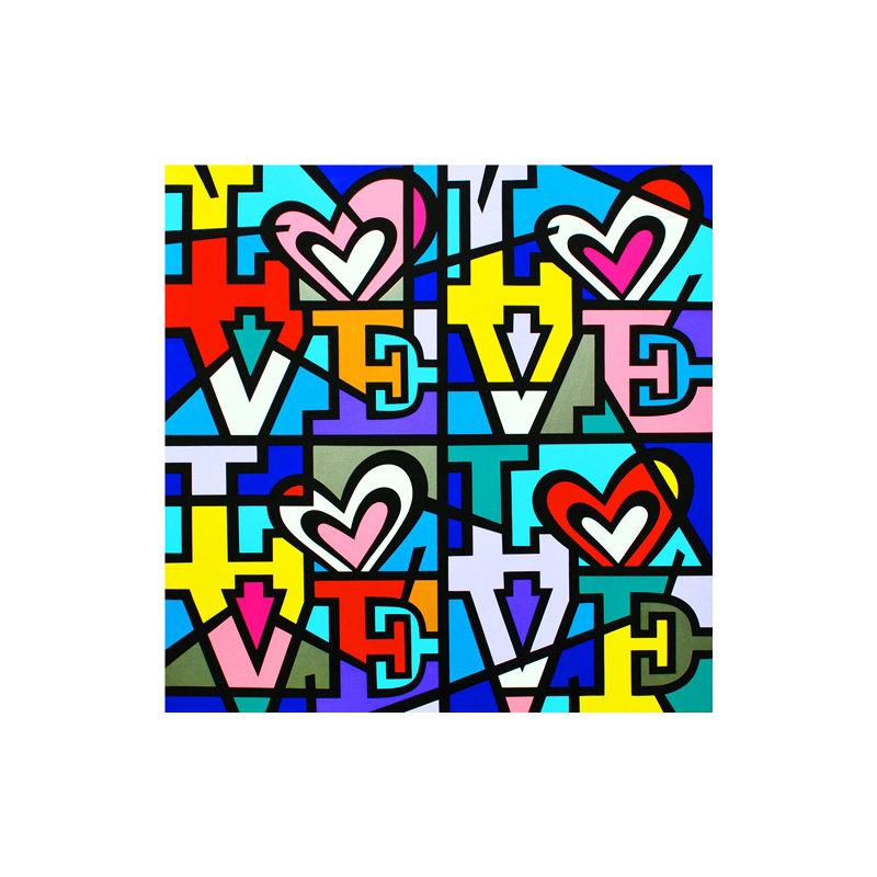 Quatre amours, estampe numérique limitée sur toile, JoZZZ, 30 x 30 signée, non tendue