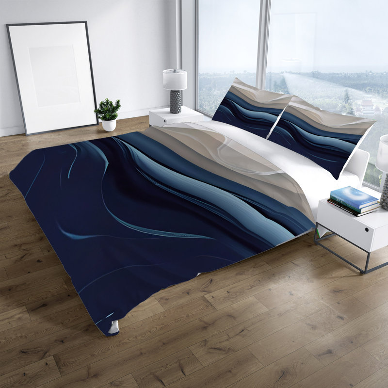 Polyester Abstract Duvet Cover, King Duvet Cover + 2 King Shams
