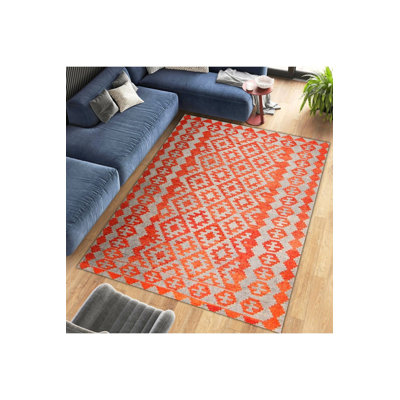 Tapis décoratif orange lavable à la machine
