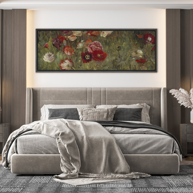 Champ de fleurs vibrantes, art moderne, H 20 po x l 60 po, Noir