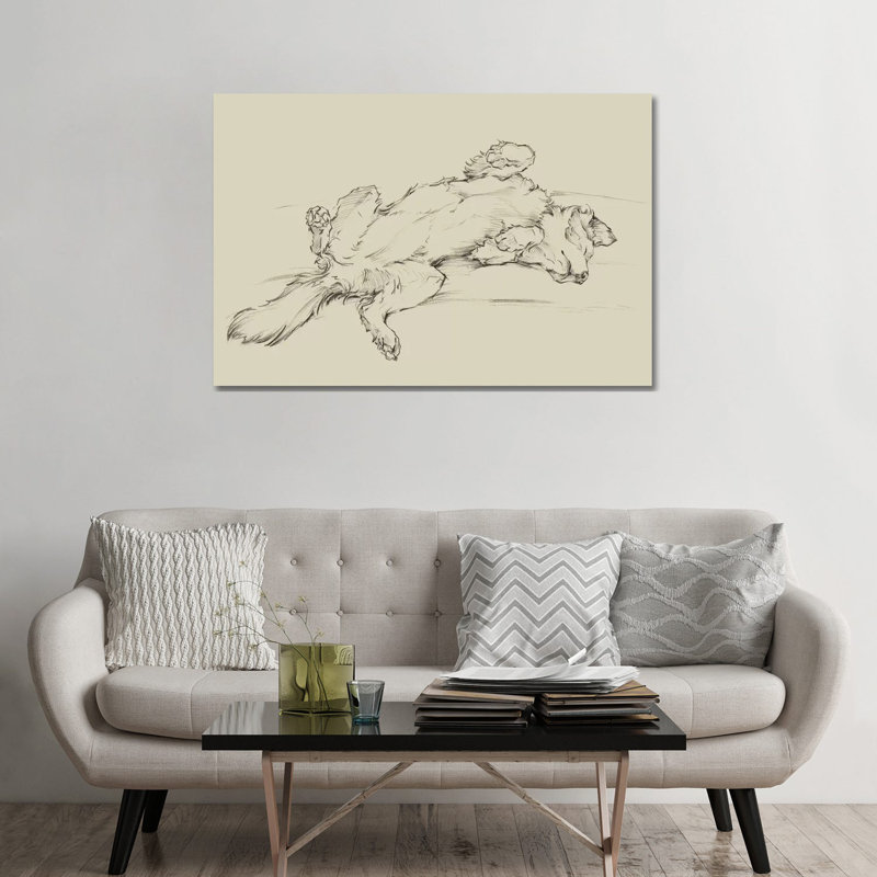 «Dog Tired III» par Ethan Harper - reproduction d'art, H 32 po x l 48 po x 1,5 po, Toile tendue, Pas de tapis