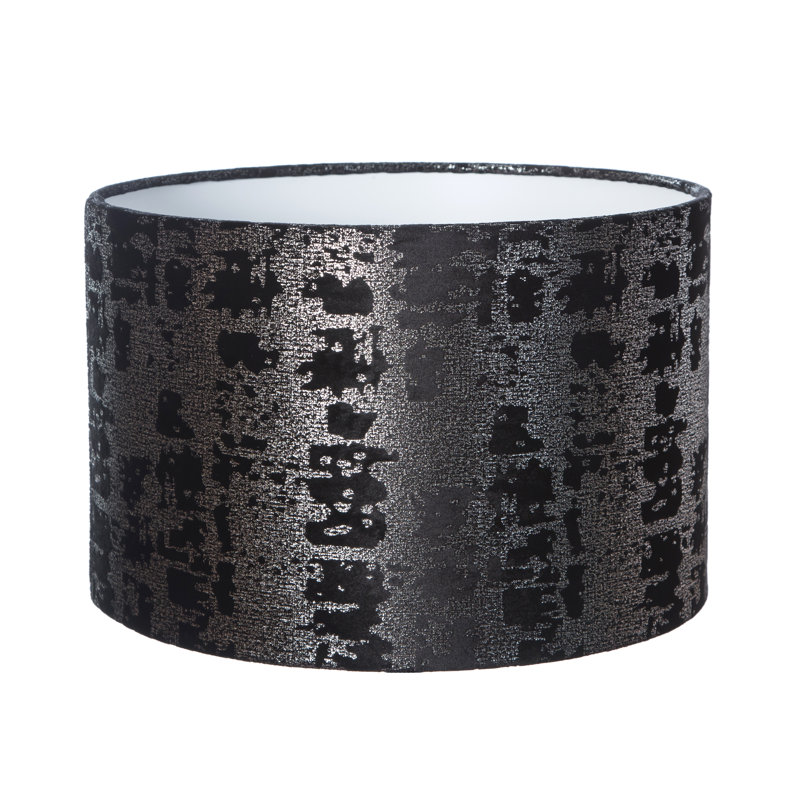 Velvet Drum Lamp Shade ( Screw On ) in Black, 20cm H x 25cm W x 25cm D