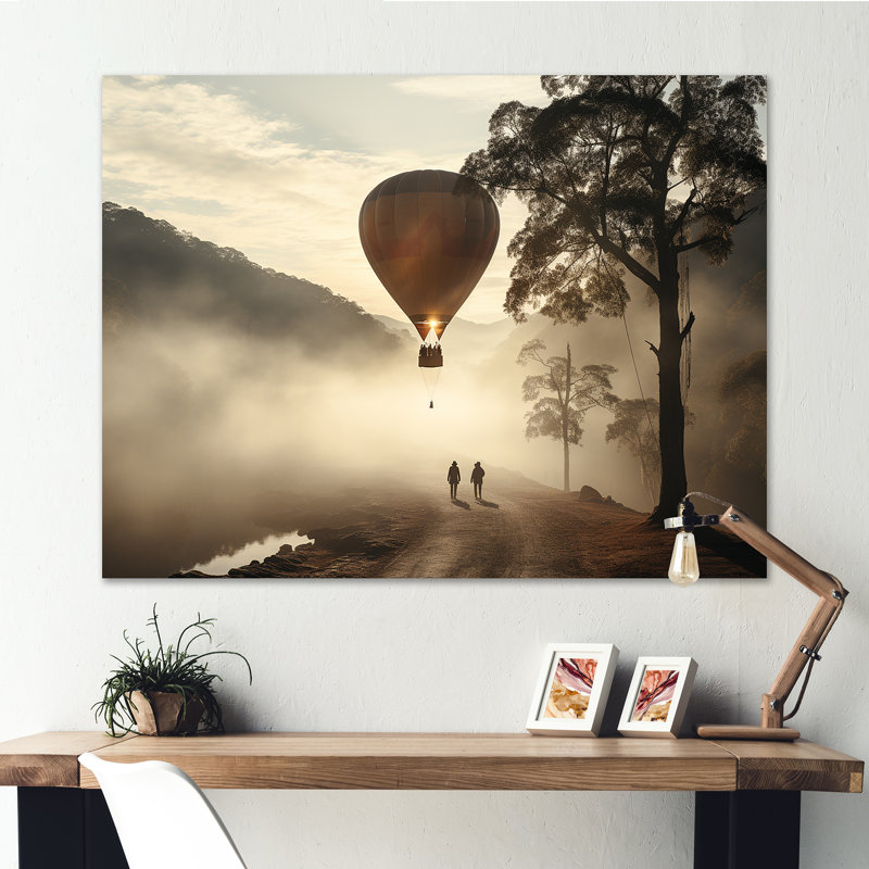 Brume de montgolfière sur toile, Toile tendue, H 16 po x l 32 po x P 1 po