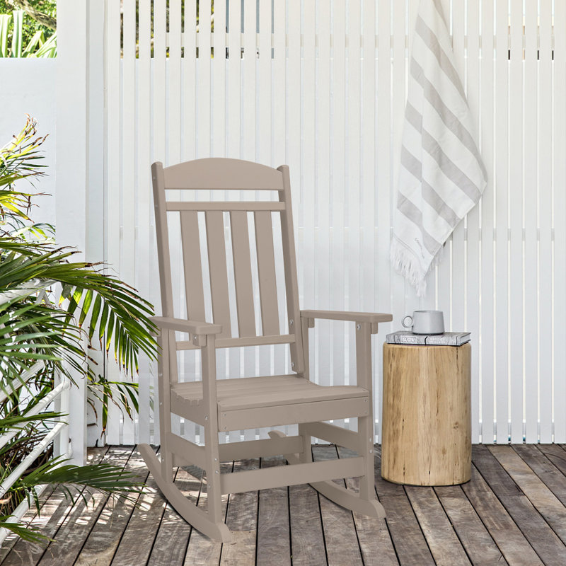 Brown HDPE Outdoor Rocking Chair Set with Arms