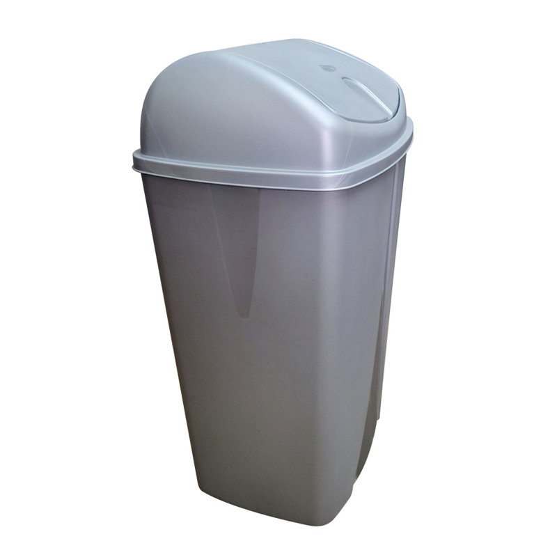 YBM Home Portable Plastic Trash Can with Dual Swing Lid, Swing Top Trash Can, Gray, 6.5 Gal