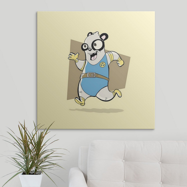 'Panda - Superhero Animal Art' Graphic Art Print, 35" H x 35" W x 1.5" D, Canvas