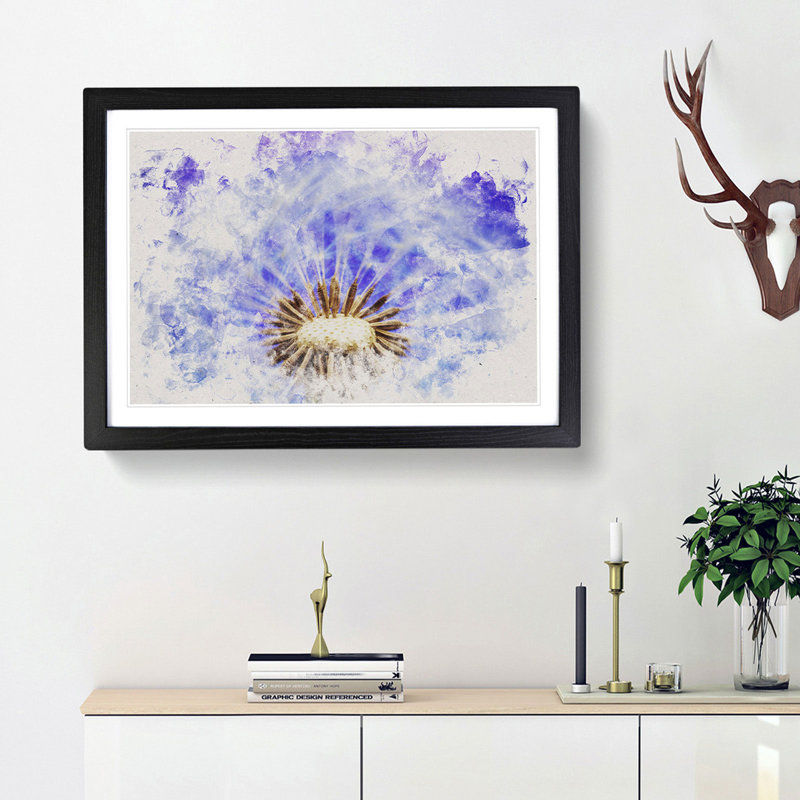 Swirling Dandelion Seeds - Picture Frame Graphic Art Print, 62cm H x 87cm W x 2cm D, Black Framed