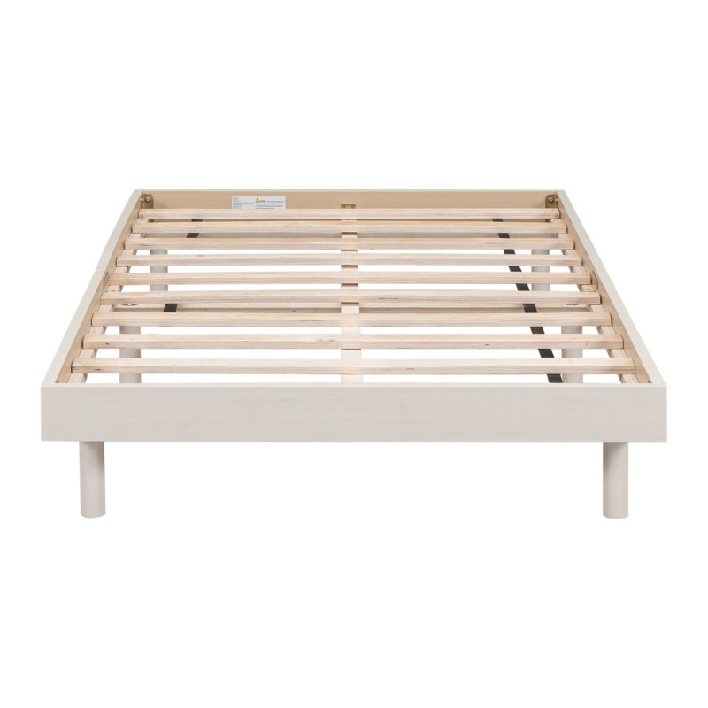 Modern Design Floating Platform Bed Frame, White Washed