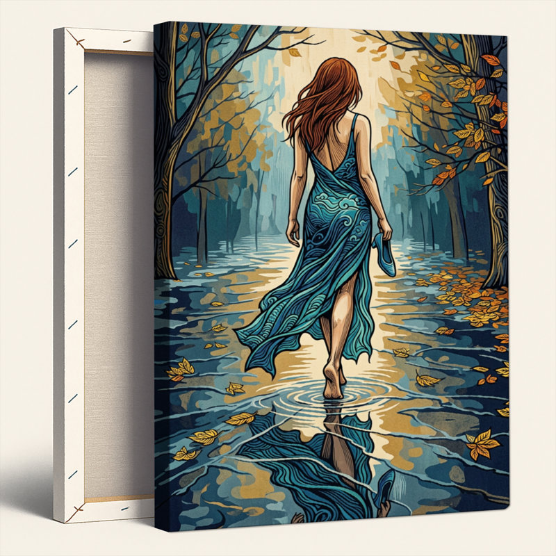 Ensemble de 1 toile murale « Reflets de forêt », 30"H x 20"W, Toile tendue