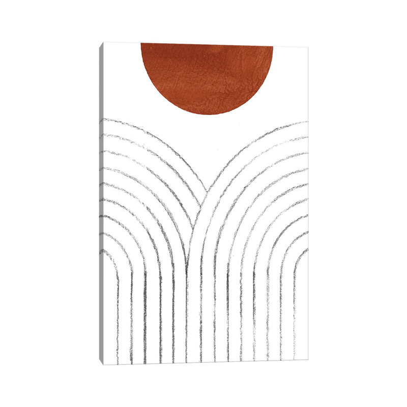 Line Art Arches And Terracotta Sun by Whales Way - Print on Canvas, 66.04cm H x 45.72cm W x 1.91cm D, Wrapped Canvas