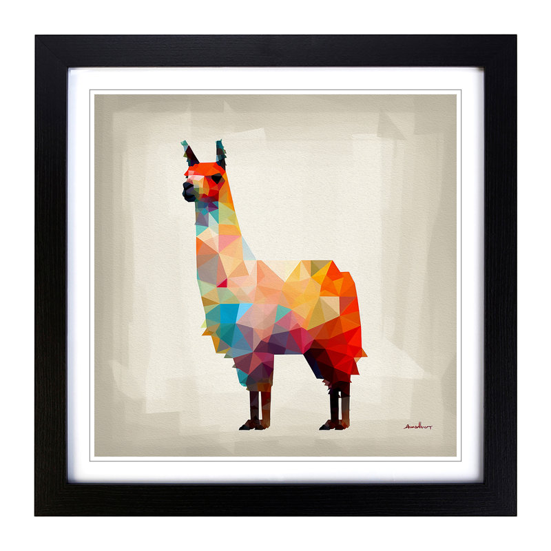 Llama Suprematism No.3 - Framed Print, Black