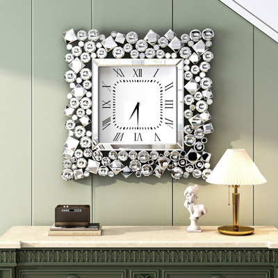 Albery 50x50cm Wall Clock Crystal Square Accent Clock