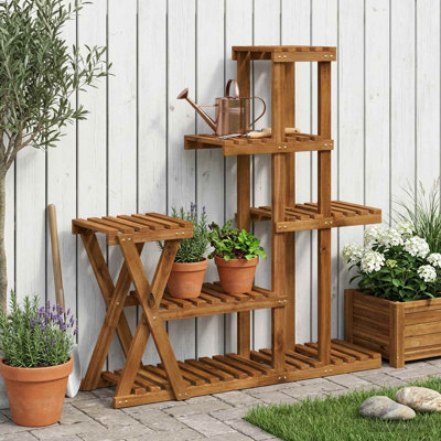  Plant Stand Solid Acacia Wood Modern Outdoor Display Garden Holder Rack