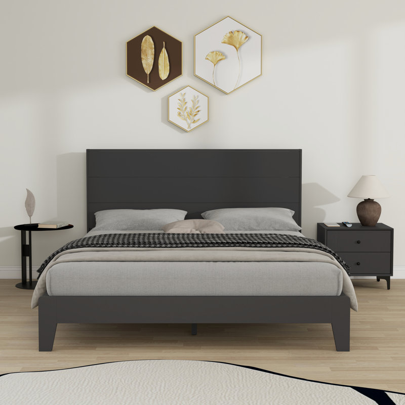 Allyannah Levison Platform Bed With Headboard, Queen, Graphite Gray