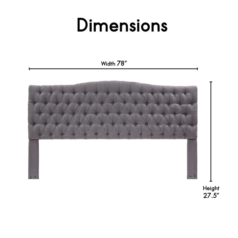 King Dark Gray Tufted Upholstered Wood Headboard