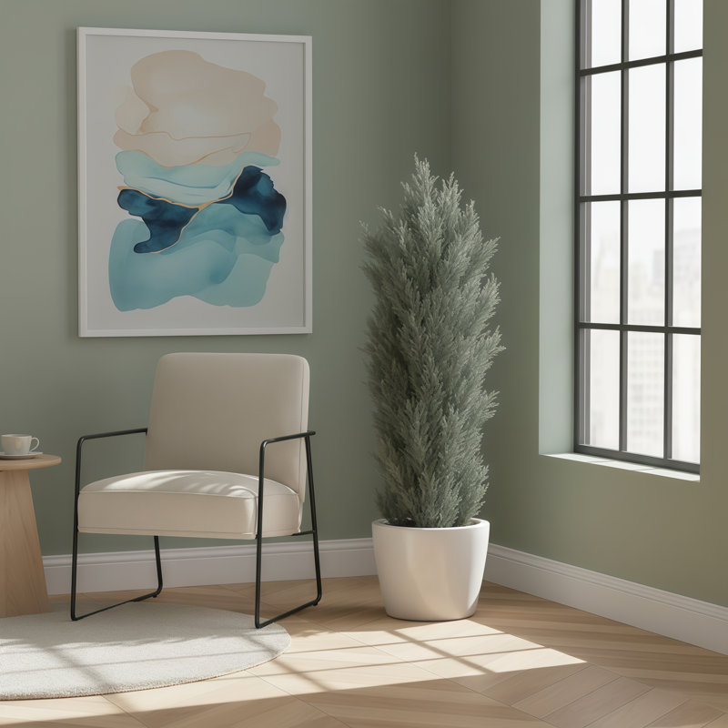 5 pieds de cyprès vert artificiel détachable réaliste pour décoration intérieure et extérieure 2 pièces / ensemble, 5 pieds
