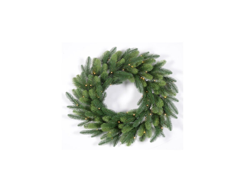 Real Touch B/O Pre-Lit Noble Fir Cedar Christmas Wreath - 24" - Warm White LED