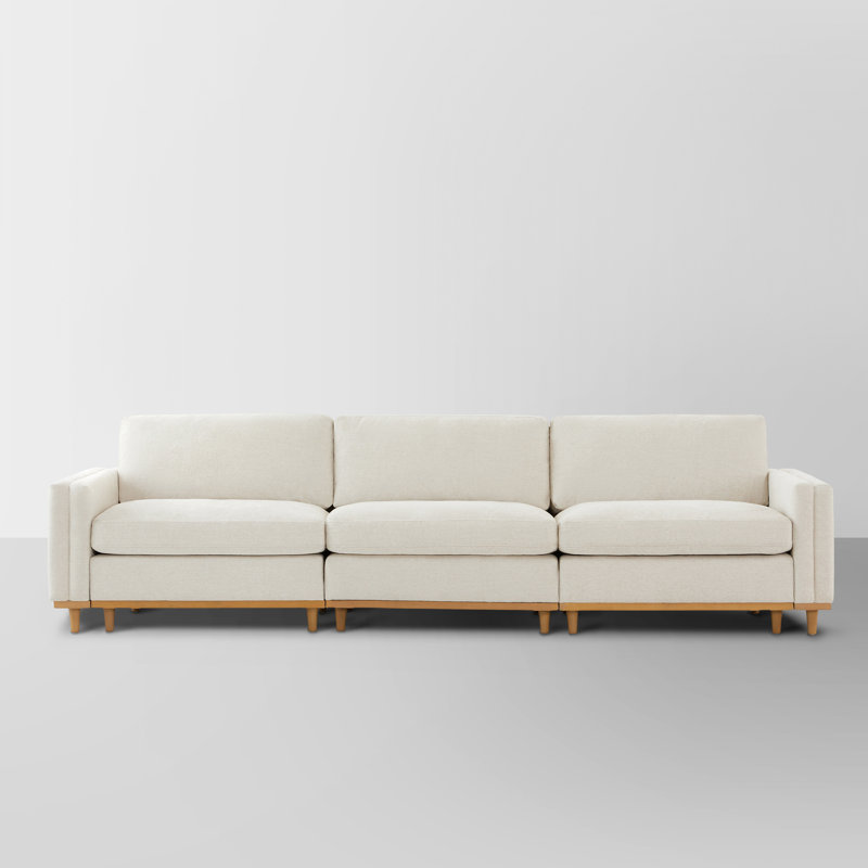  Laima 3-Piece Oversized Modular Sofa With Solid Wood Legs, Linen