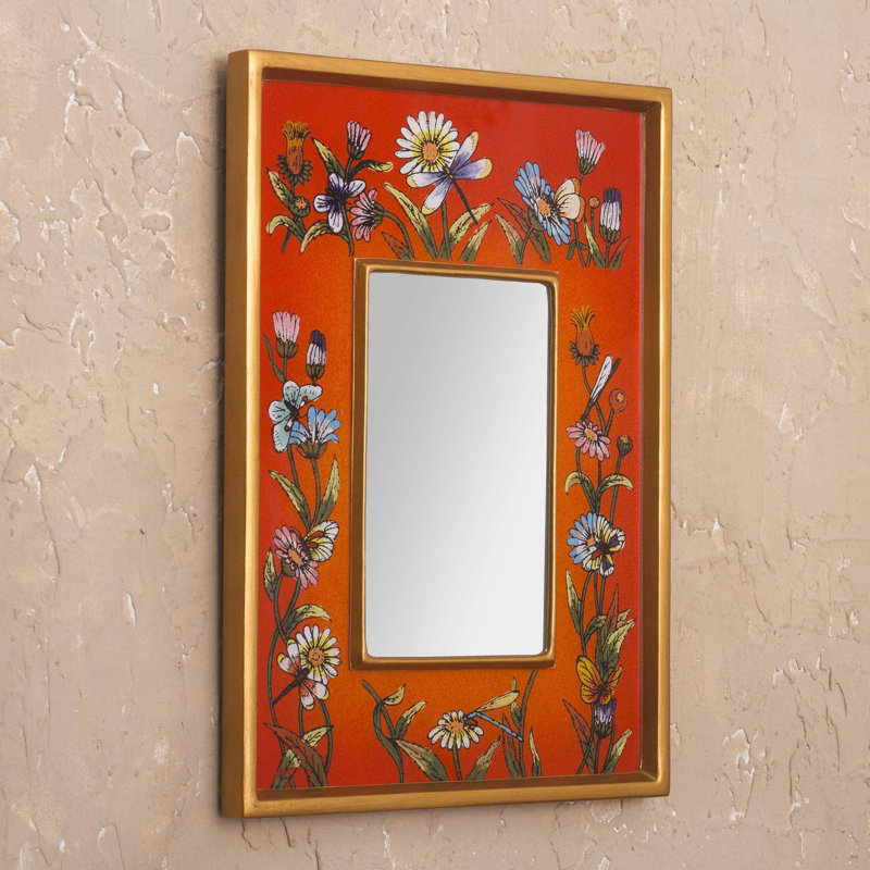 Solid Wood Frame Mirror, Orange
