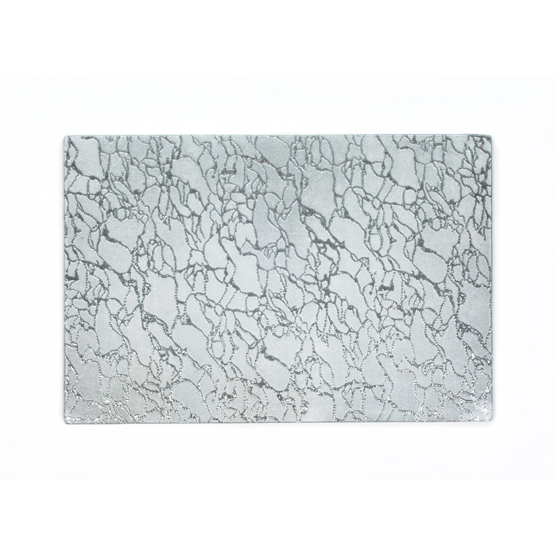 Modern Artistic Glass Placemat, Silver