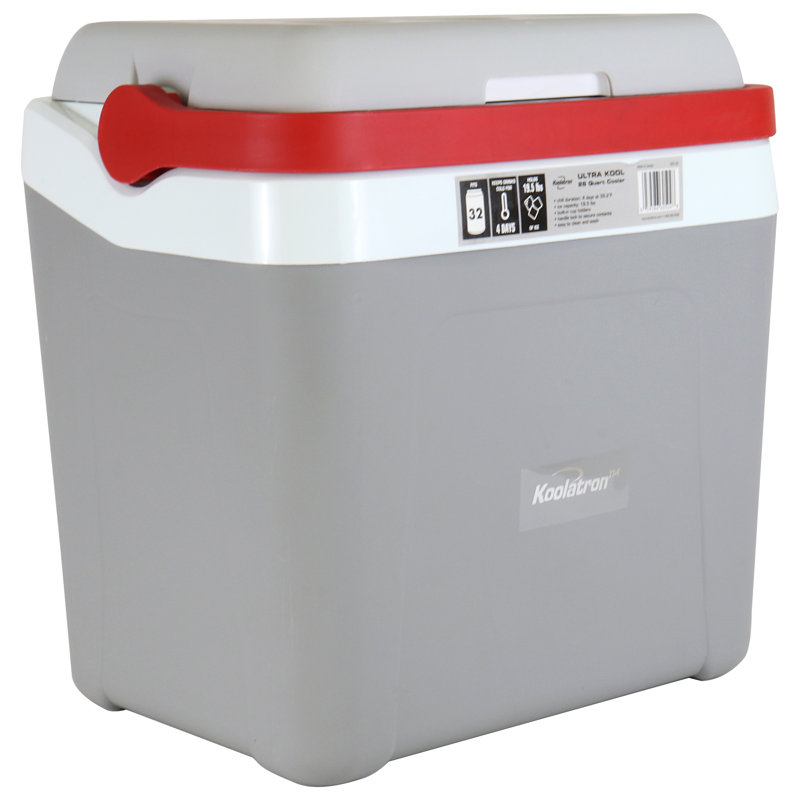 Koolatron 26 Qt. Ice Chest Cooler with Locking Carry Handle, Portable Insulated Hard-Sided Cooler, 32-Can Capacity for Camping, Beach, Fishing & Tailgating