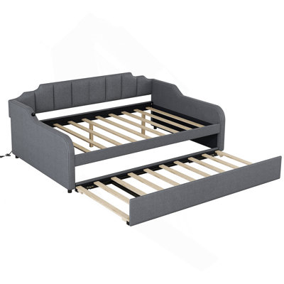 Upholstery Daybed With Trundle And USB Charging