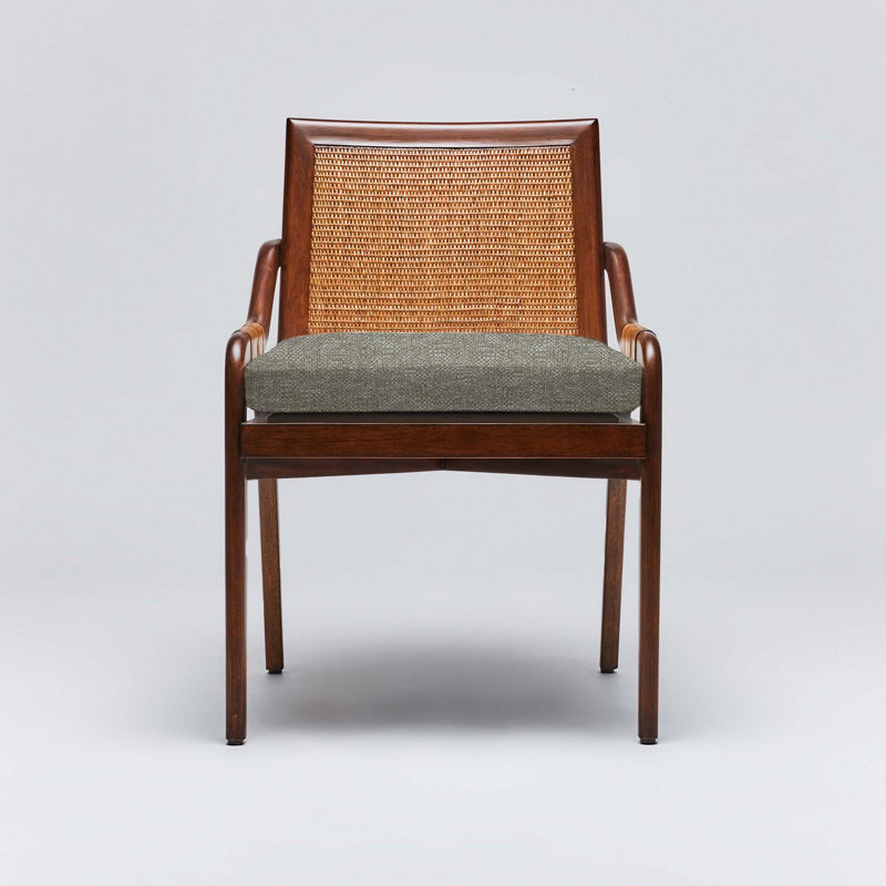 Delray Upholstered Arm Chair, Chestnut, Moss Tweed