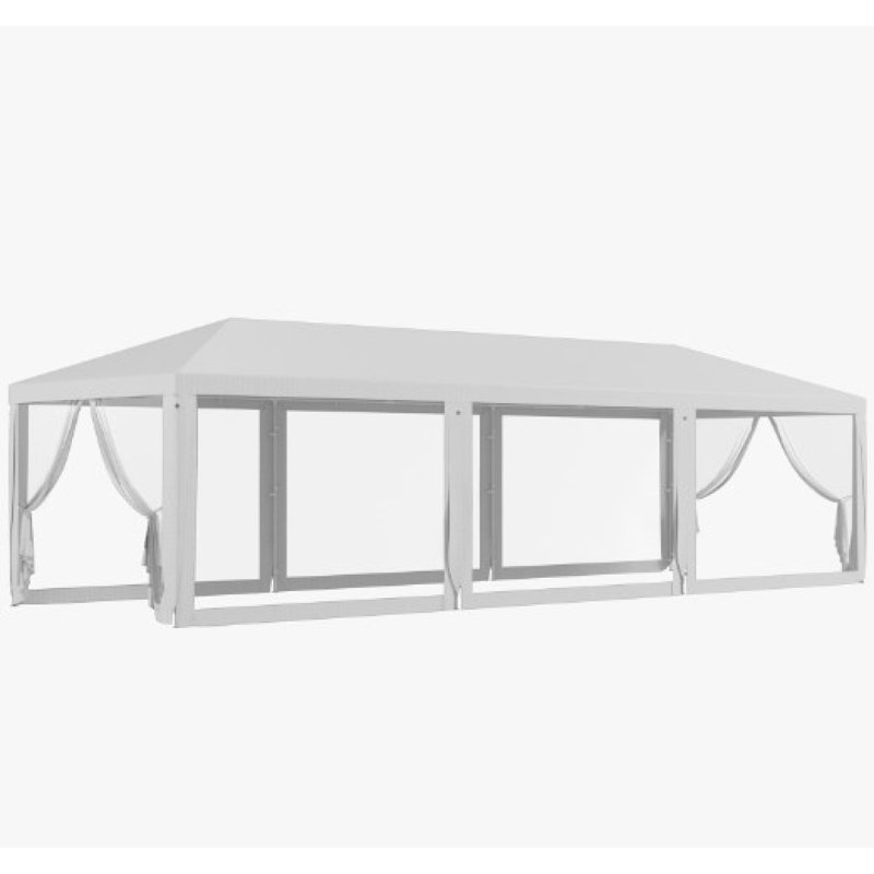 Toiles et abris de jardin en acier durable, tissu blanc spacieux avec parois latérales pour les événements extérieurs