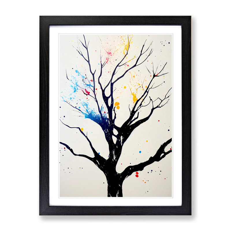 Pear Tree Paint Splatter Vol.1 1 Piece Single Picture Frame Painting, 34cm H x 25cm W x 2cm D, Oak
