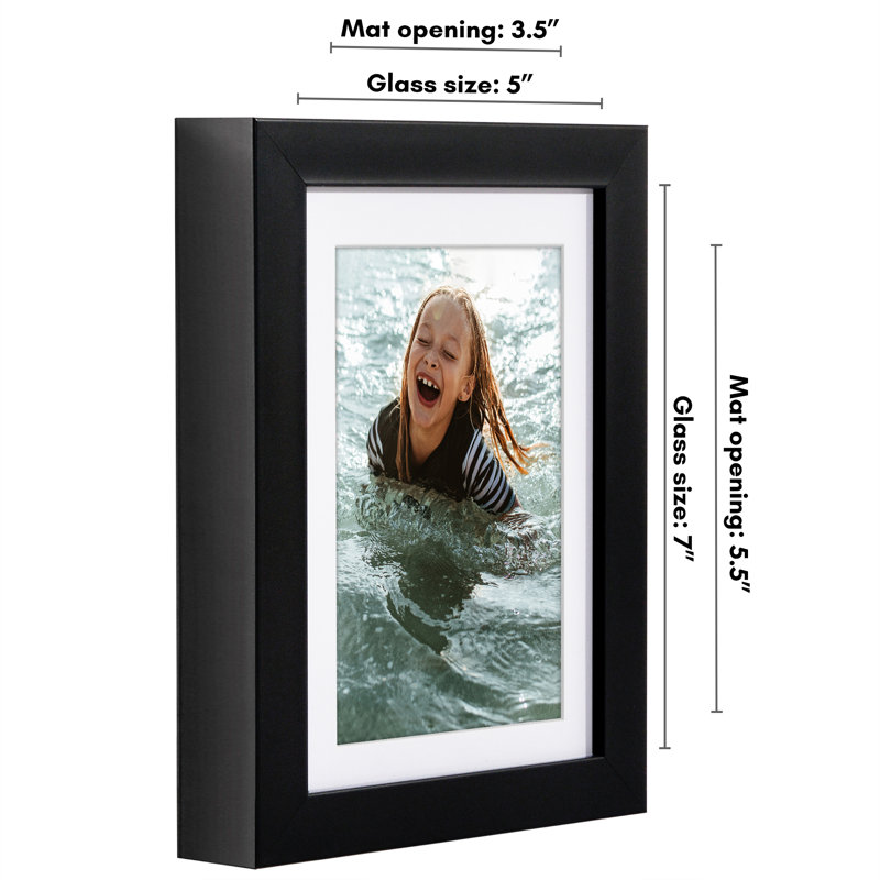 Americanflat Gallery-Style Deep Moulding Picture Frame with Mat to Secure Artwork, Prints, and Photos, 6.1" W x 8.07" H