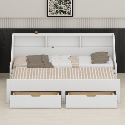 Daybed Frame Featuring Built-in Storage Pull-Out Drawers