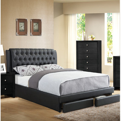 Lit plateforme tapissier avec rangement Tomberlin