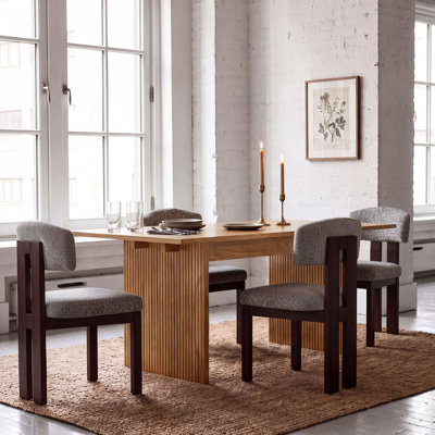 COLAMY 5-Piece Dining Set With 63" Modern Dining Table and 4 Upholstered Dining Chairs