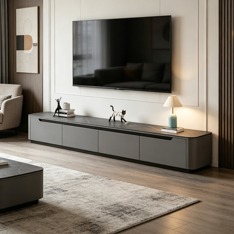 Meuble télé élégant avec rangement, H 12,99 po x L 78,74 po x l 11,81 po, Noir