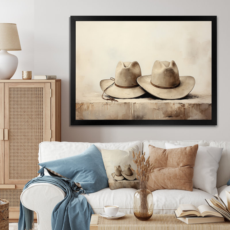 «Malai Cowboy Hat Minimalisme Style II», reproduction sur toile, H 30 po x l 40 po x P 1,5 po, Cadre simple noir
