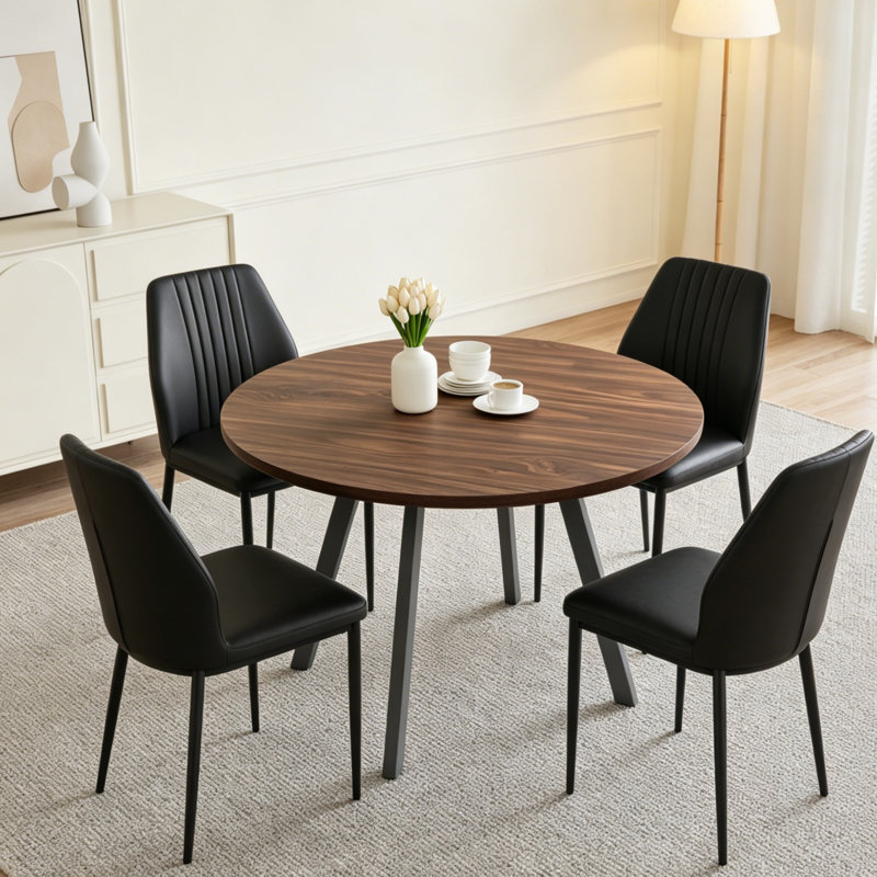 Ensemble de table de salle à manger ronde 34,6 po, table de cuisine et chaises de salle à manger, Noir
