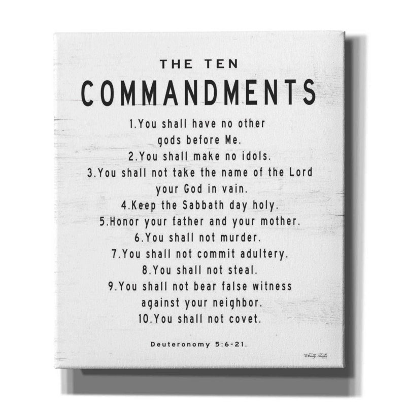 "The Ten Commandments" par Cindy Jacobs - Art textuel sur toile tendue, H 30 po x l 26 po x P 1,5 po