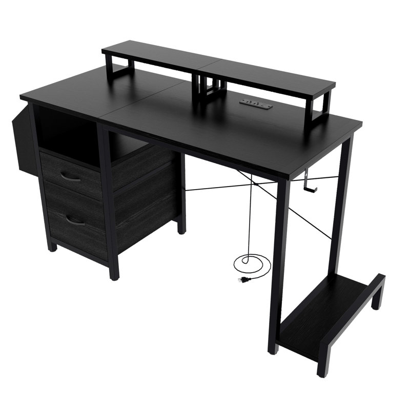 Bureau de 47,3 po avec prise de courant (sans les chaises de bureau), Blanc