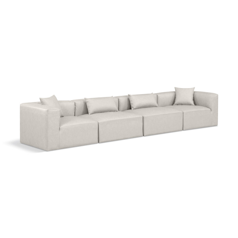 Canapé modulaire 4 pièces 4 pièces, Crème végétalien en cuir