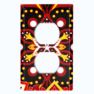 Plaque murale rouge rouge et noire Mandala